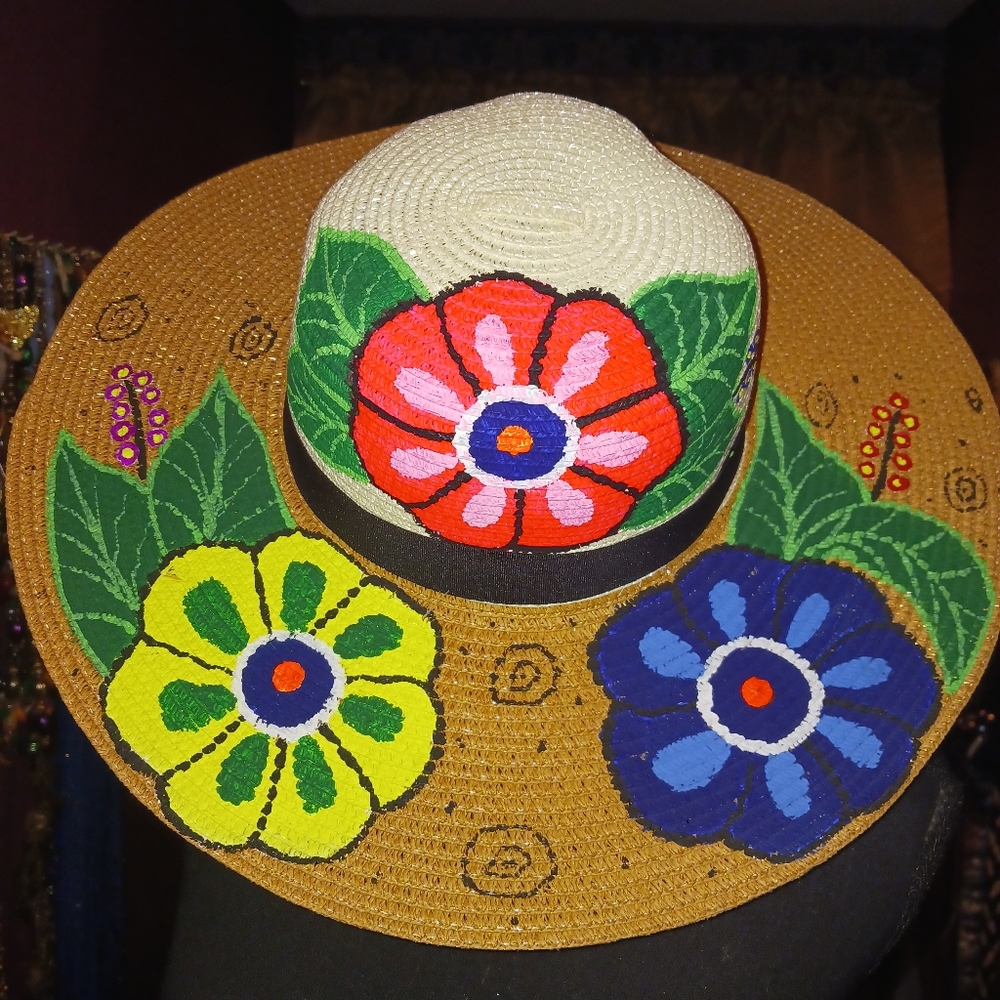 Handpainted Hat Made In Mexico New